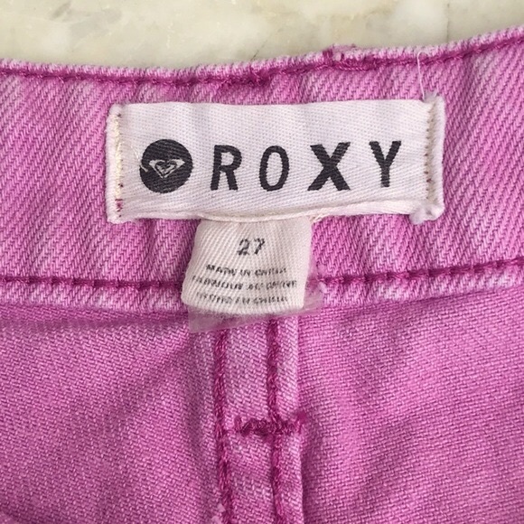 Roxy Pink Denim Button Fly Shorts Size 27 - Picture 11 of 16
